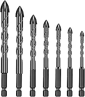 Jogo Brocas Concreto 7 Peças - Broca para Porcelanato, Azulejo, Madeira e Pedra - Metal Duro - 3 a 12mm - Compatível com Todas Furadeiras