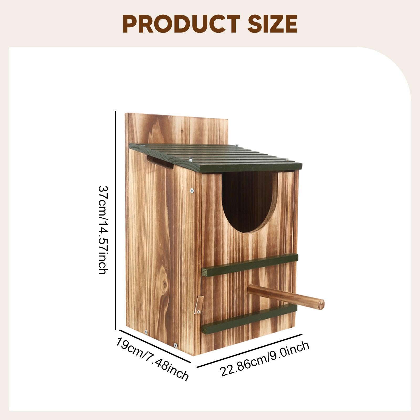 MagiDeal Casa de Madera para pájaros, Nido de búho, fácil de Limpiar, Colgante para Patio, Exterior, balcón, jardín.