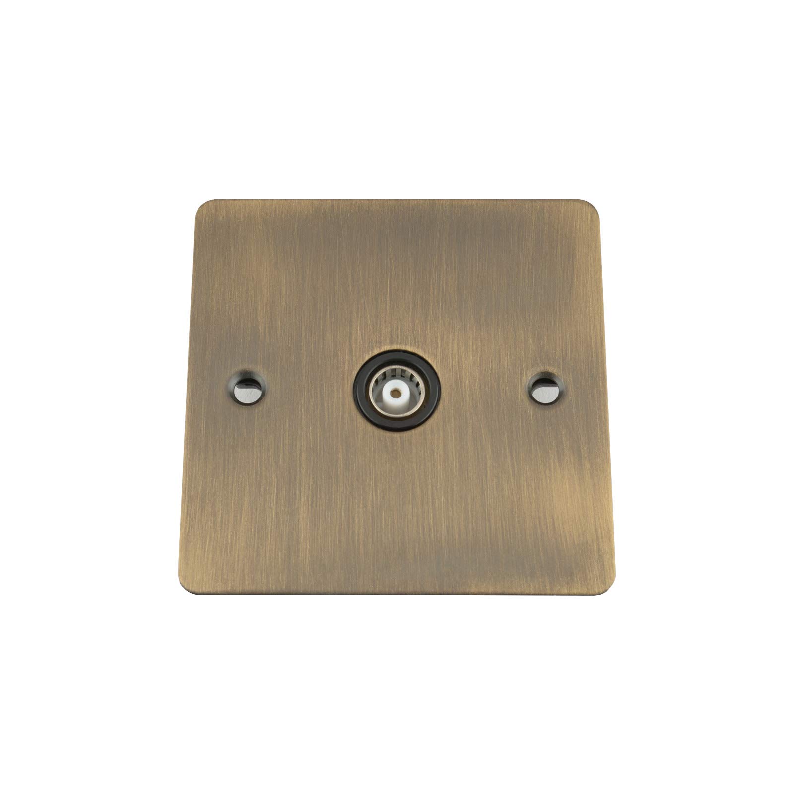 A5 Products Brass Antique Flat Tv/Ariel Socket 1 Gang Black Insert
