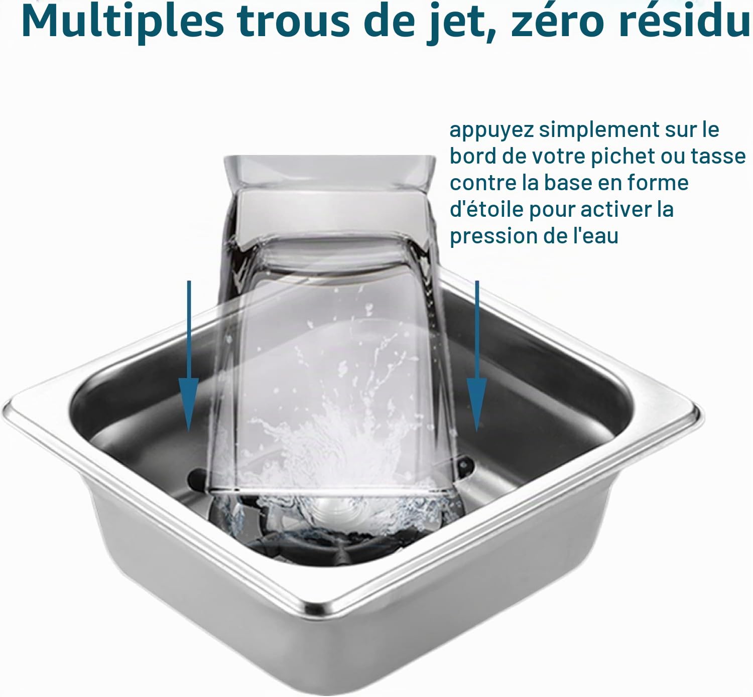 G1/2 Rince Vere Automaque, en Acier Inoxydable Avec Tuyau, Accessoire pour Évier, pour Bar Pub Café Restaurant