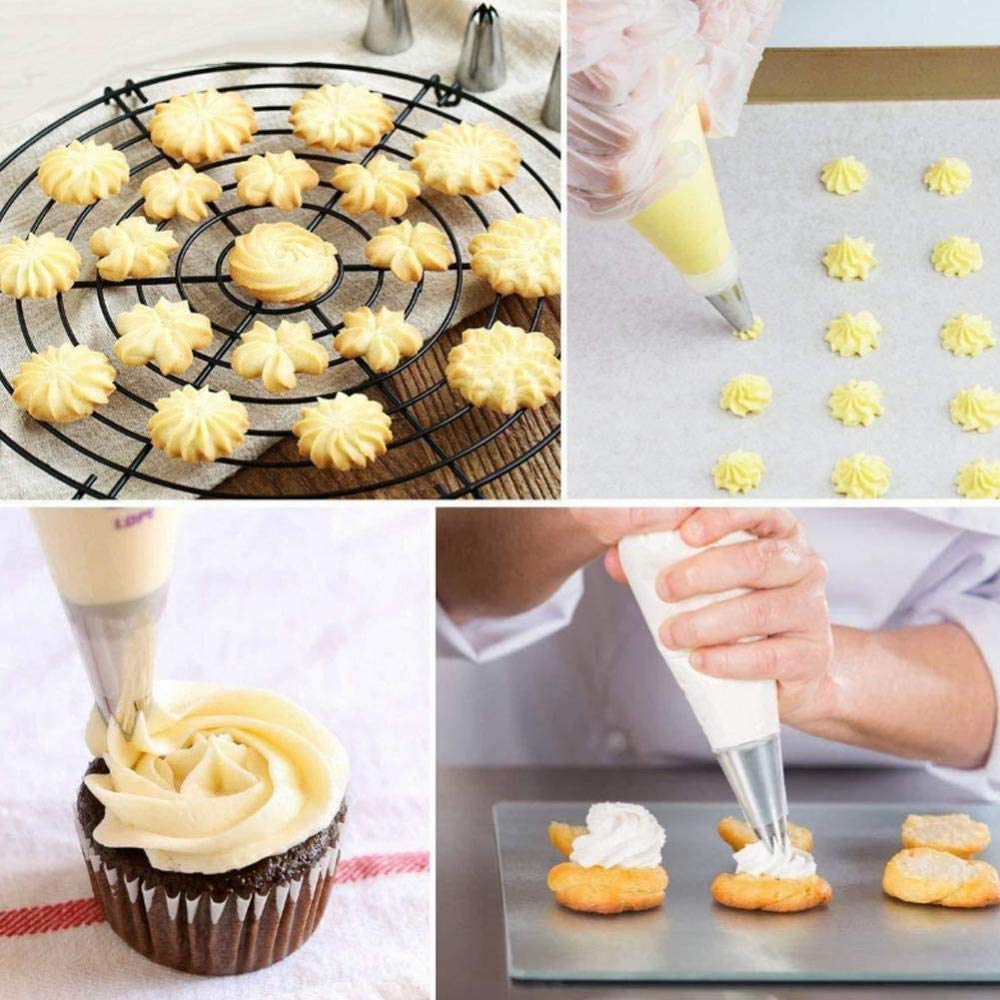 52-teiliges Spritztüllen-Set, professionelles Kuchenzubehör mit 36 nummerierten Spritztüllen, drehbare Kuchenplatte, dekorative Spritze, Tortenmesser & Spatel etc. für Torten, Kuchen