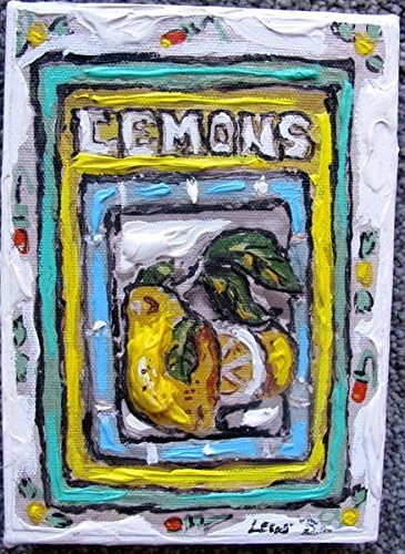 Leos Coffers Artwork by Leslie Lew Lemons” Hand Signed Original Mixed Media Painting Measures 5 Inches X 7 Inches