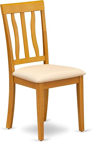 Miniatura 4 de East West Furniture ANC-OAK-C Sillas de comedor antiguas, sillas de madera tapizadas de tela de lino, juego de 2, roble