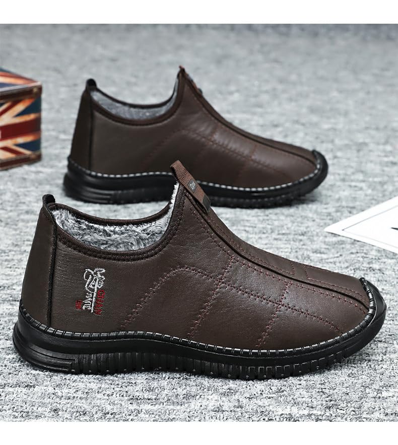 Men's Winter Walking Shoes - Mid-Top Fleece-Lined Casual Sneakers with Anti-Slip PU Sole, Slip-On Design, Round Toe - Daily Comfort for Fall/Winter4