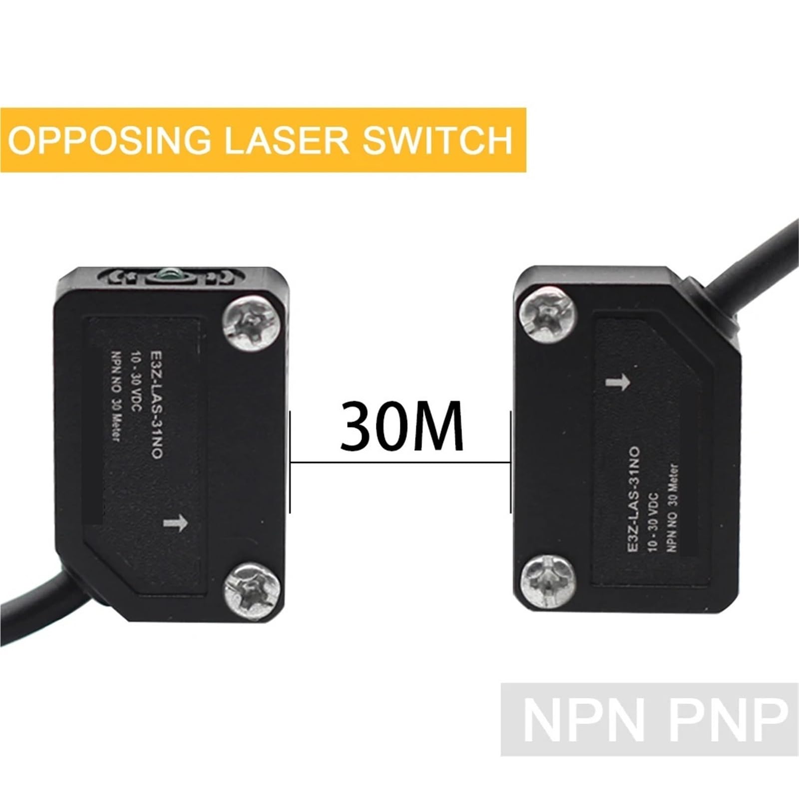Interruptor fotoeléctrico de haz láser, Sensor infrarrojo NPN PNP, transmisión de larga distancia de 30 metros, interruptores de fotos pequeños, E3Z-LAS