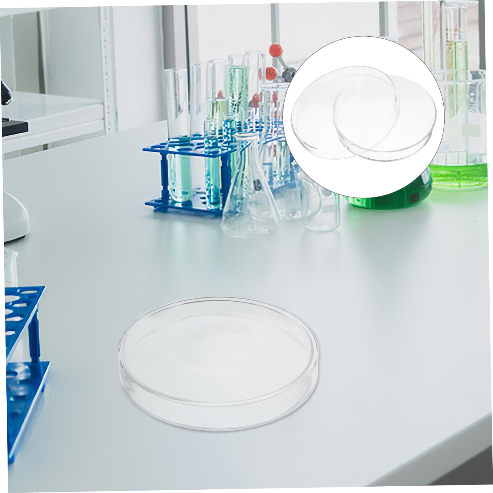 Hemobllo Piastra Petri in Vetro Borosilicato Spessa Trasparente con Coperchio per Colture Cellulari e Ricerche Microbiologiche Resistente e Facile da Pulire per Laboratori e Scuola