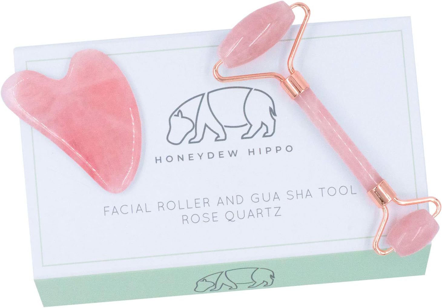 Rose Quartz Face Roller and Gua Sha Set - Roller for Women's Facial Massage and Skincare - Crystal Rollers and Gua Sha Tool Made of Real Rose Quartz Stone to Reduce Under Eye Puffiness and Wrinkles