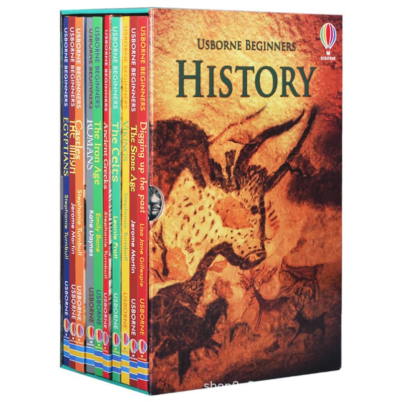 Usborne Beginners History 10 Bооk B-o-o-ks Collection Box Set Stone Age,Iron Age,Egyptians,Ancient Greeks,Romans,Vikings,Castles & MORE