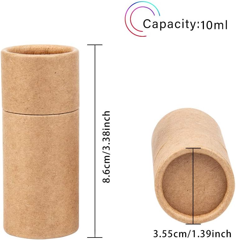 BENECREAT 12PCS 10ml BurlyWood Kraft Paperboard Tubes Round Kraft Paper Containers for Pencils Tea Caddy Coffee Cosmetic Crafts Gift Packaging - Image 3