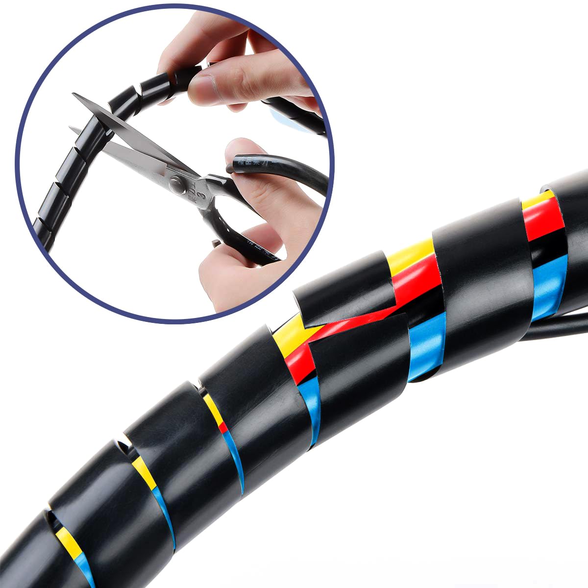 guaina cavi Diametro 22 mm - Lunghezza 3 m Raccogli cavi Copri cavi elettrici per ufficio e casa TV/computer/audio Cable management nascosta cavi- nero Può essere tagliato fai da te