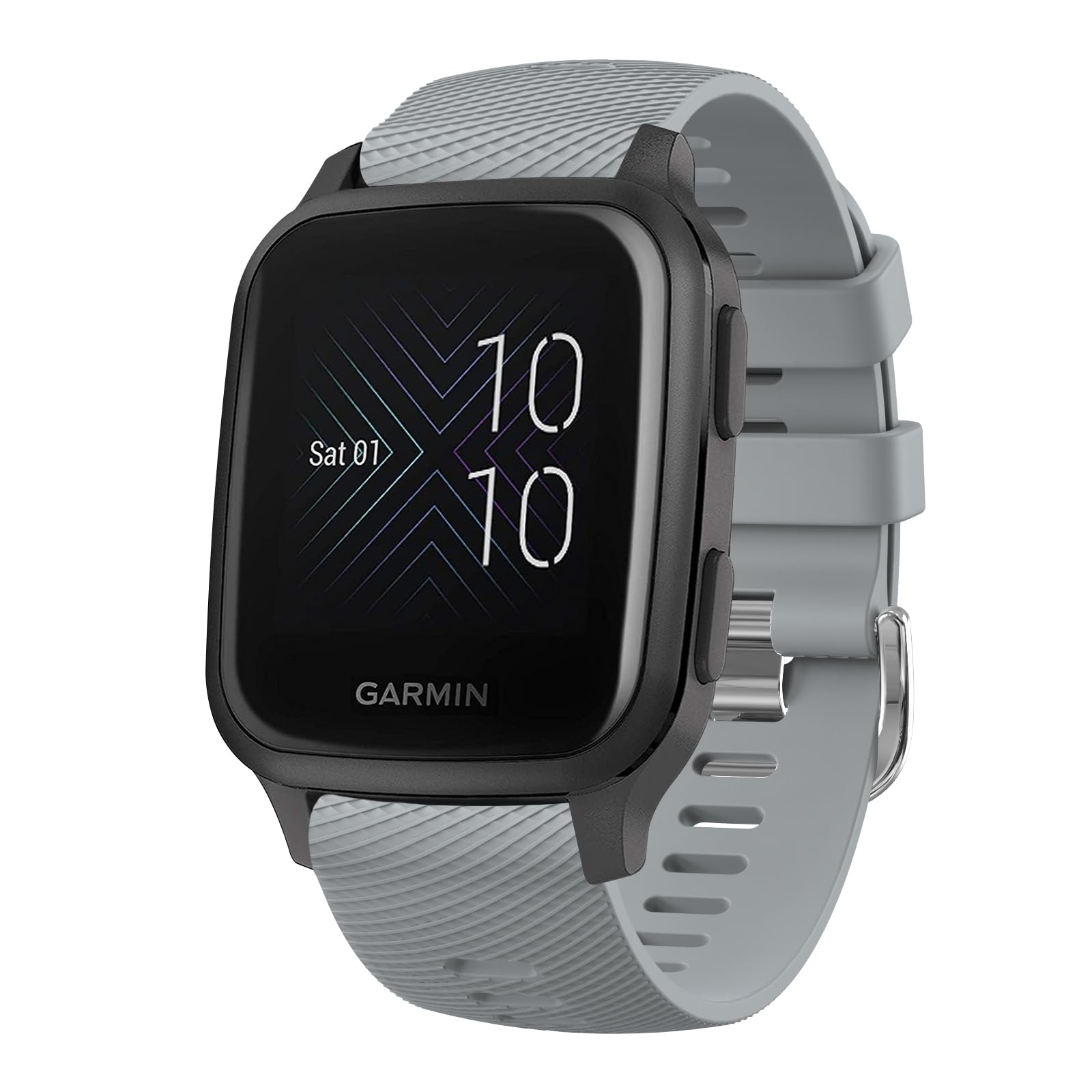 Strap for Garmin Venu Sq 2/Venu 2 Plus/Venu/Vivoactive 3/3 Music Strap, 20mmAdjustable Soft Silicone Band for Forerunner 55/645/245 (Deep grey) — image 1