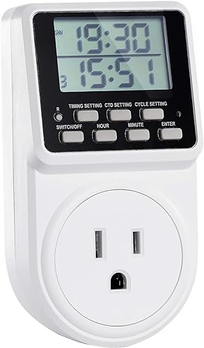 Miniatura 1 de Interruptor de temporizador digital de ciclo de repetición infinito con cuenta atrás y temporizador programable de 24 horas para tomas eléctricas