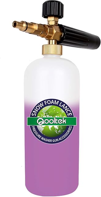 Qooltek Snow Foam Lance Car Washer Soap Foamer with Adjustable foam Nozzle Sprayer,Sprayer Soap Dispenser Bottle 1L and Male Thread Adaptor for LAVOR and HUTER Partial Models High Pressure Washer