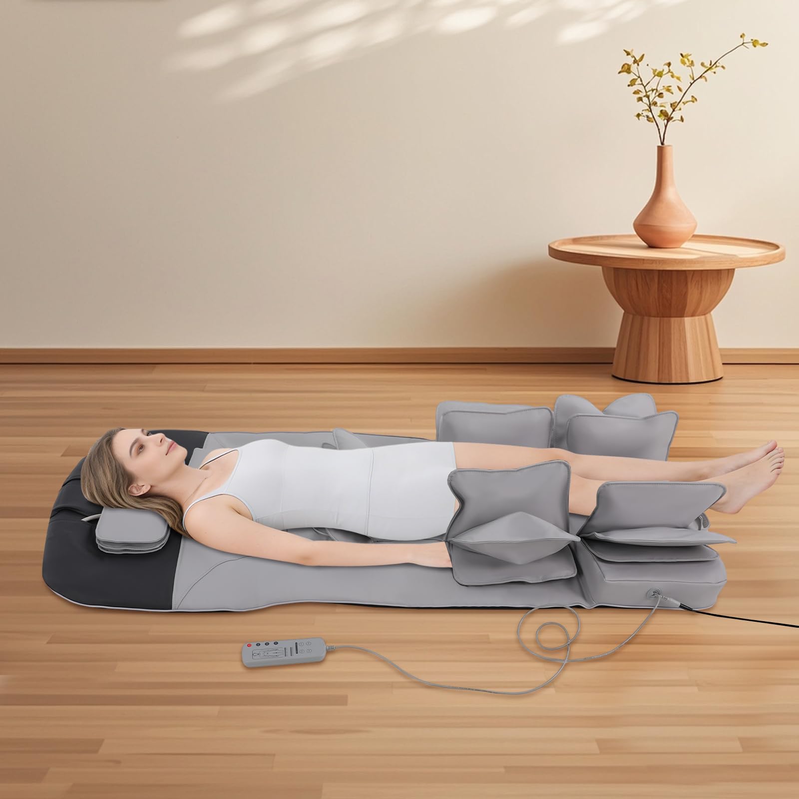 Tappetino massaggiante per tutto il corpo con funzione di calore e shiatsu, 3 modalità e 3 intensità, timer regolabile, massaggiatore per schiena, collo e gambe