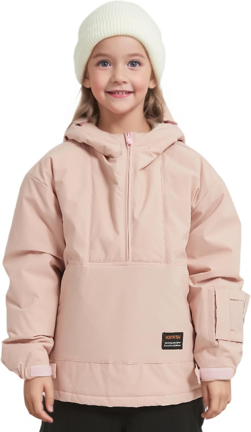 North Peak Kid Pullover Anorak Hooded Ski Jacket Waterproof Windproof Snowboard Jackets Winter Coat