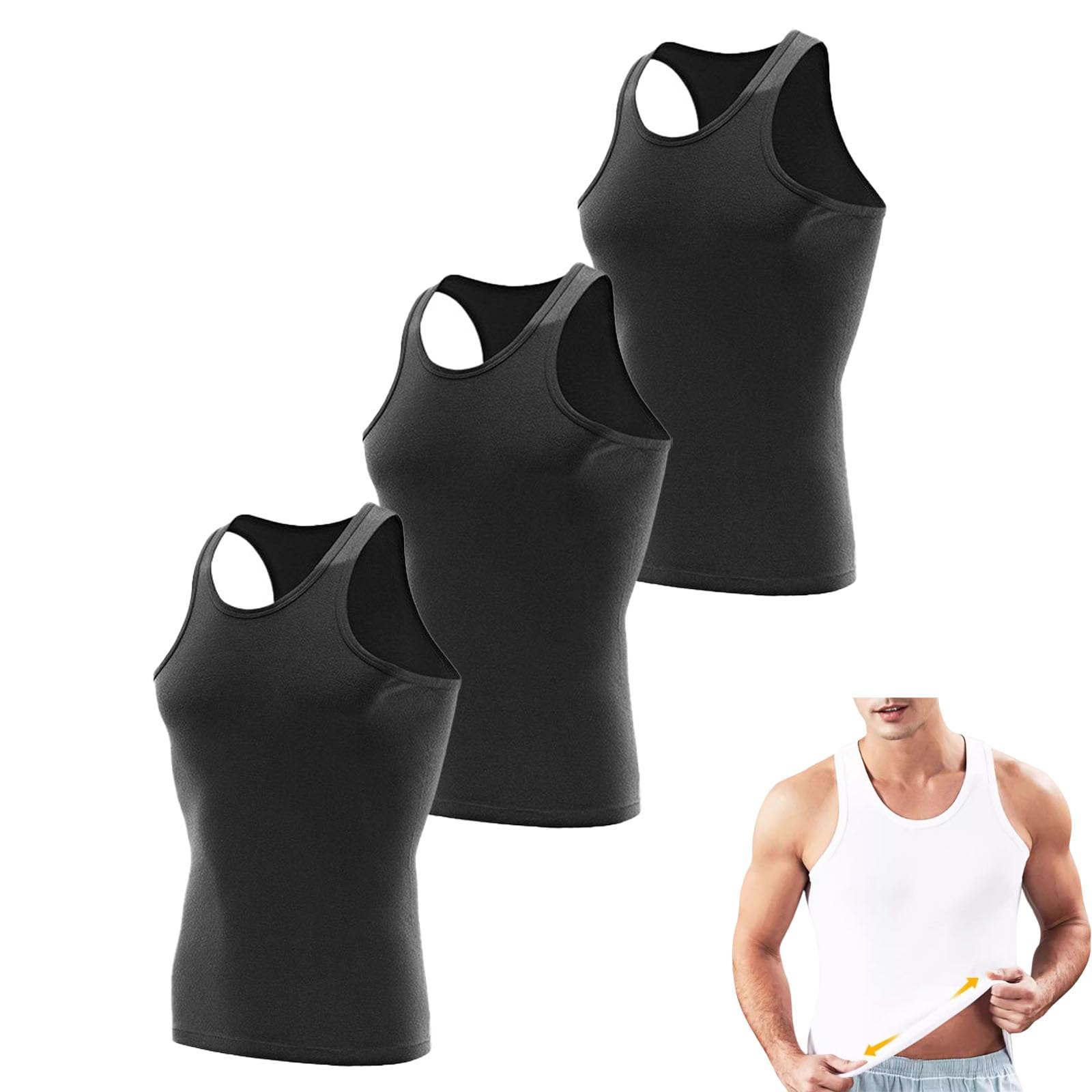 Camisetas sin mangas para hombre de algodon suave pack de 3 8