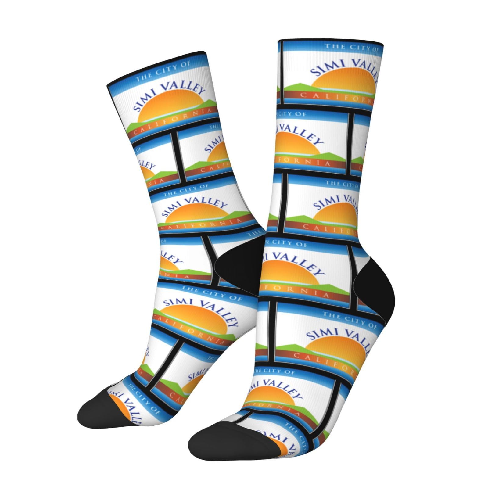 SIYTUAU Flag Of Simi Valley, California Socks For Women Men Cushion Athletic Crew Socks Casual Wicking Socks