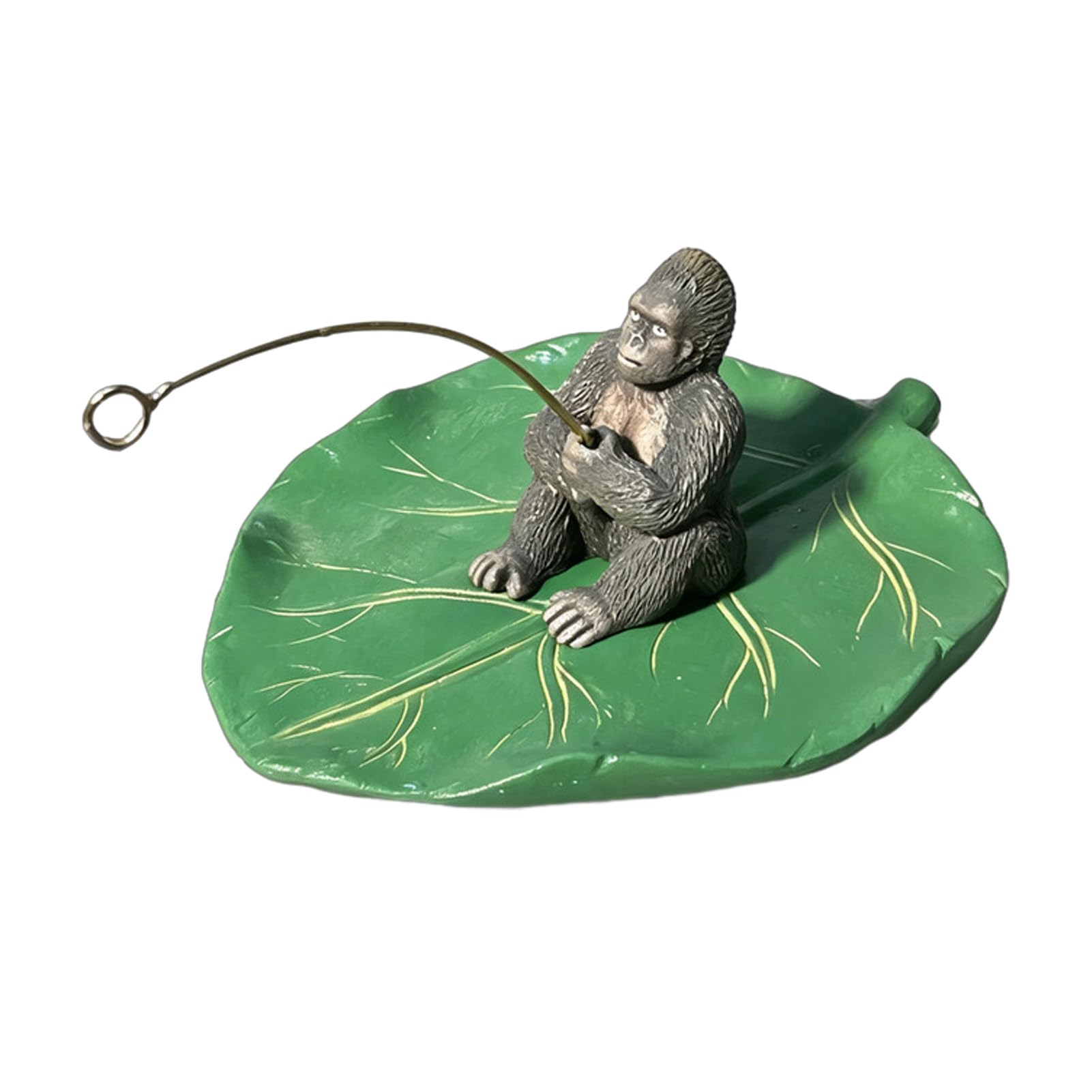 ZhzeYun Fishing Gorilla Ornament, Floating Lotus Leaf Statue for Pond