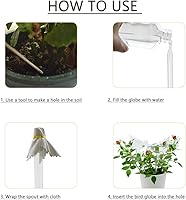 Vista 4 de Globos de riego de plantas de vidrio, globos de riego automático en forma de pájaro, inserto de maceta de riego automático, dispositivos de riego
