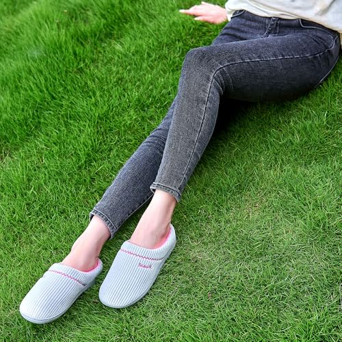 Image of House Slippers for Women with Arch Support | Memory Foam Non-Slip, Two Tone Embroidered Soft Home Slippers, All Season Comfort