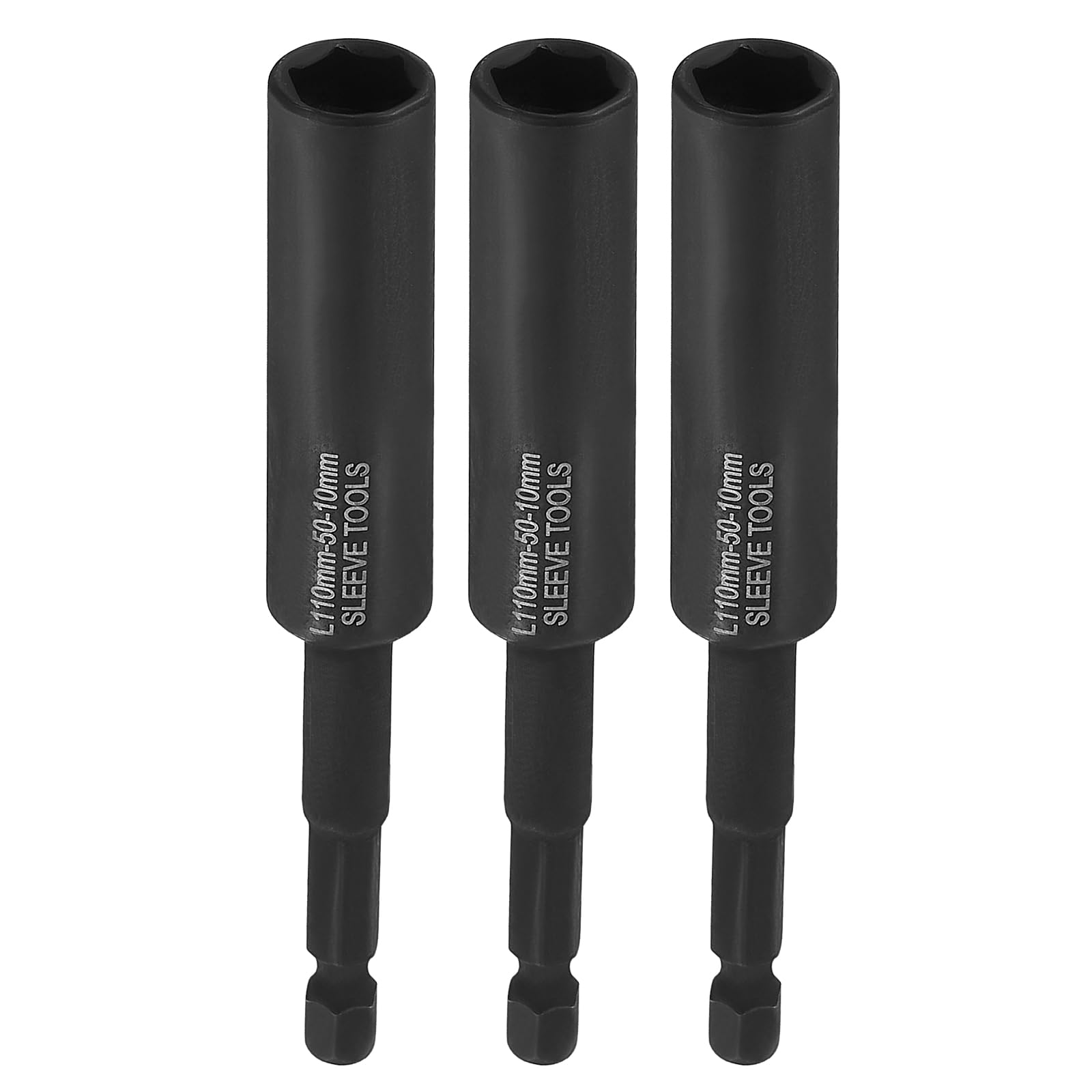 sourcing map 3pcs Nut Driver Drill Bit 10mm Metric Deep Socket 1/4" Hex Shank 4.3" (110mm) Extra Long 6-Point Sockets Quick Change CR-V Steel Bolt Setters for Power Drill Drivers