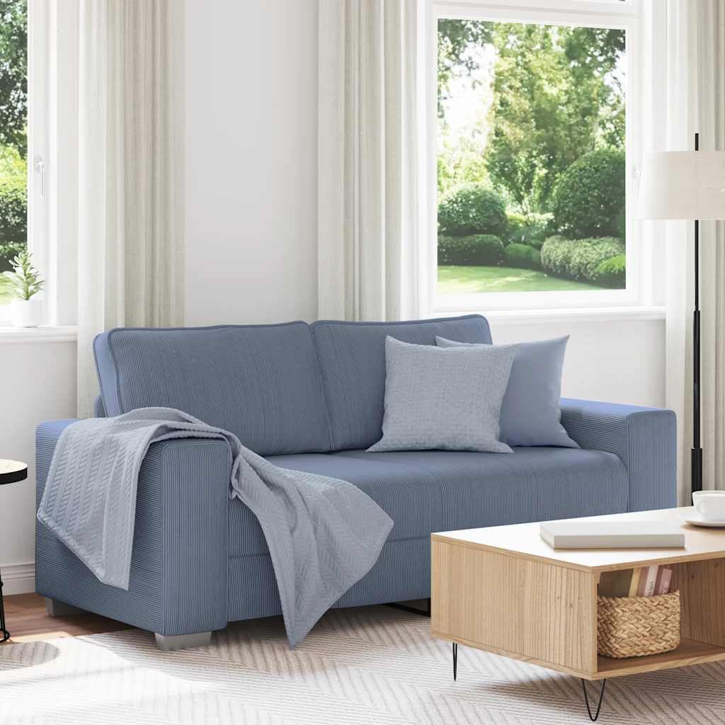 vidaXL Sofá de Dos plazas Azul, 180x77x82 cm, Tela de Pana