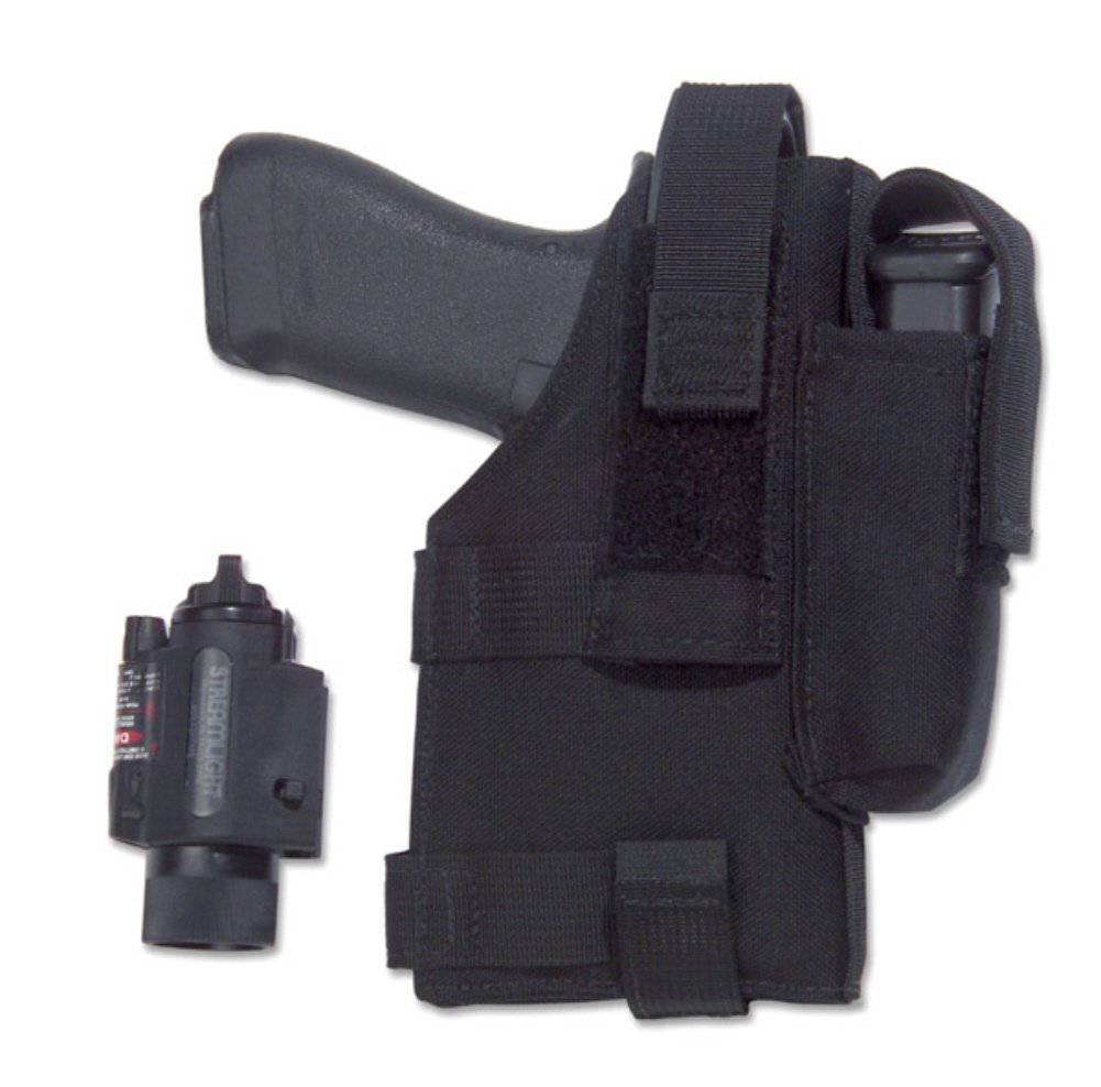 Elite Survival Systems Tactical Belt Holster for Glock, Sig, Ruger with Light Attachments - Black (Right)