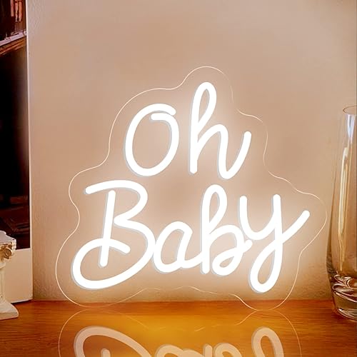 Oh Baby - Letreros de neón para telón de fondo, letreros de neón LED blancos para decoración de pared, alimentados por USB, letrero de luz Oh baby