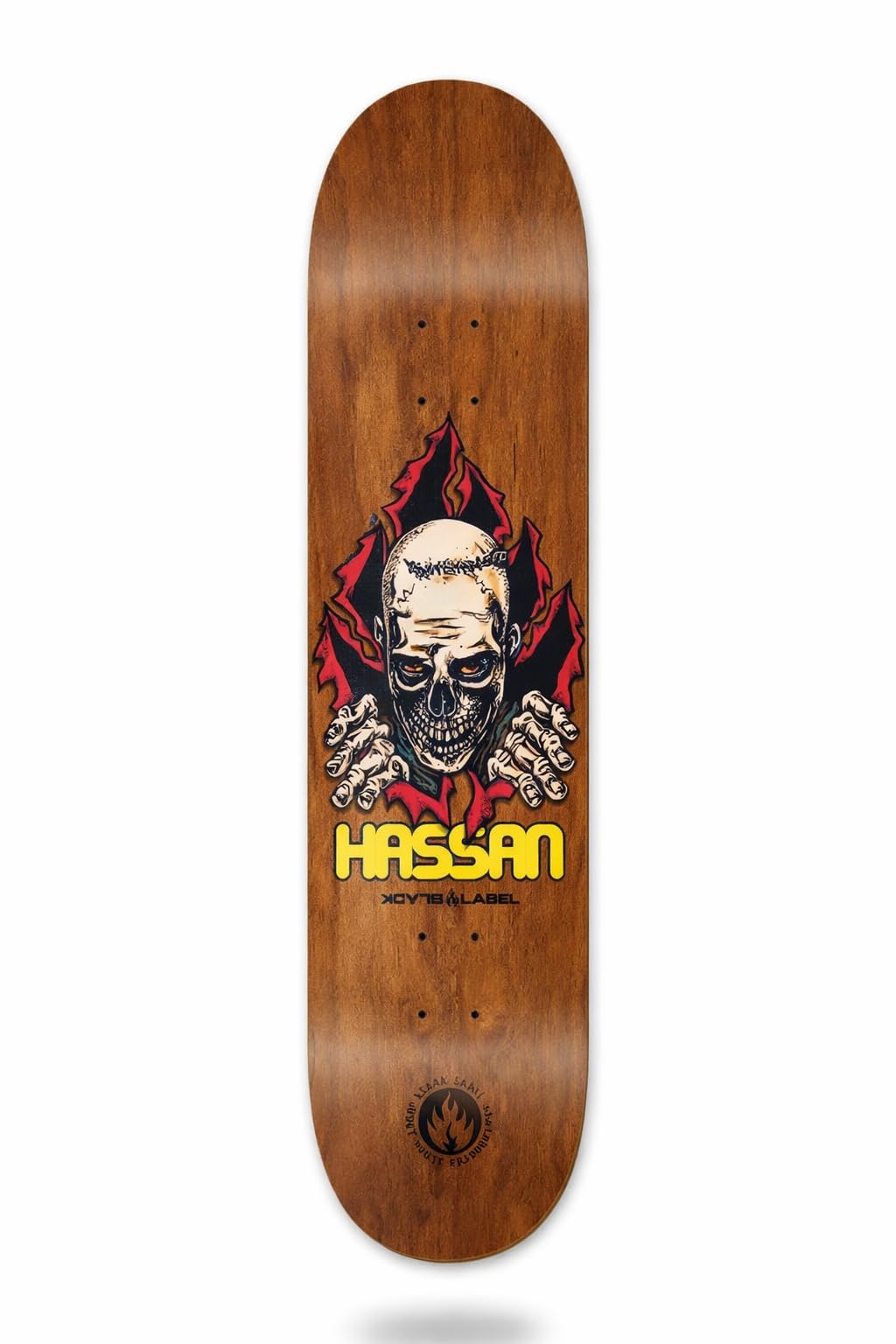 Black Label Monopatín Skate Skateboard Deck Tabla Hassan-Ripper 8.38¨Brown