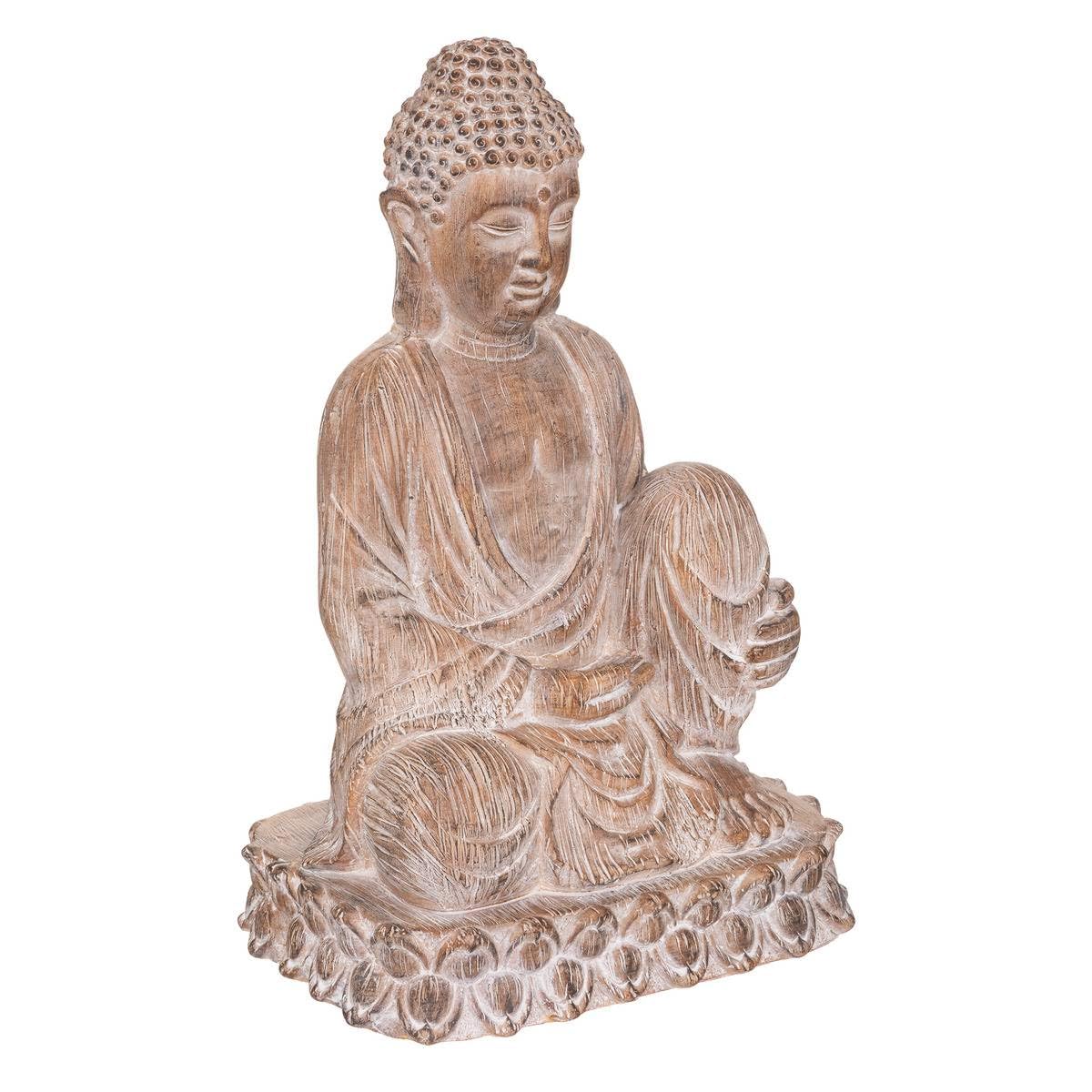 Atmosphera - Statuette Bouddha - Effet Bois H67 cm