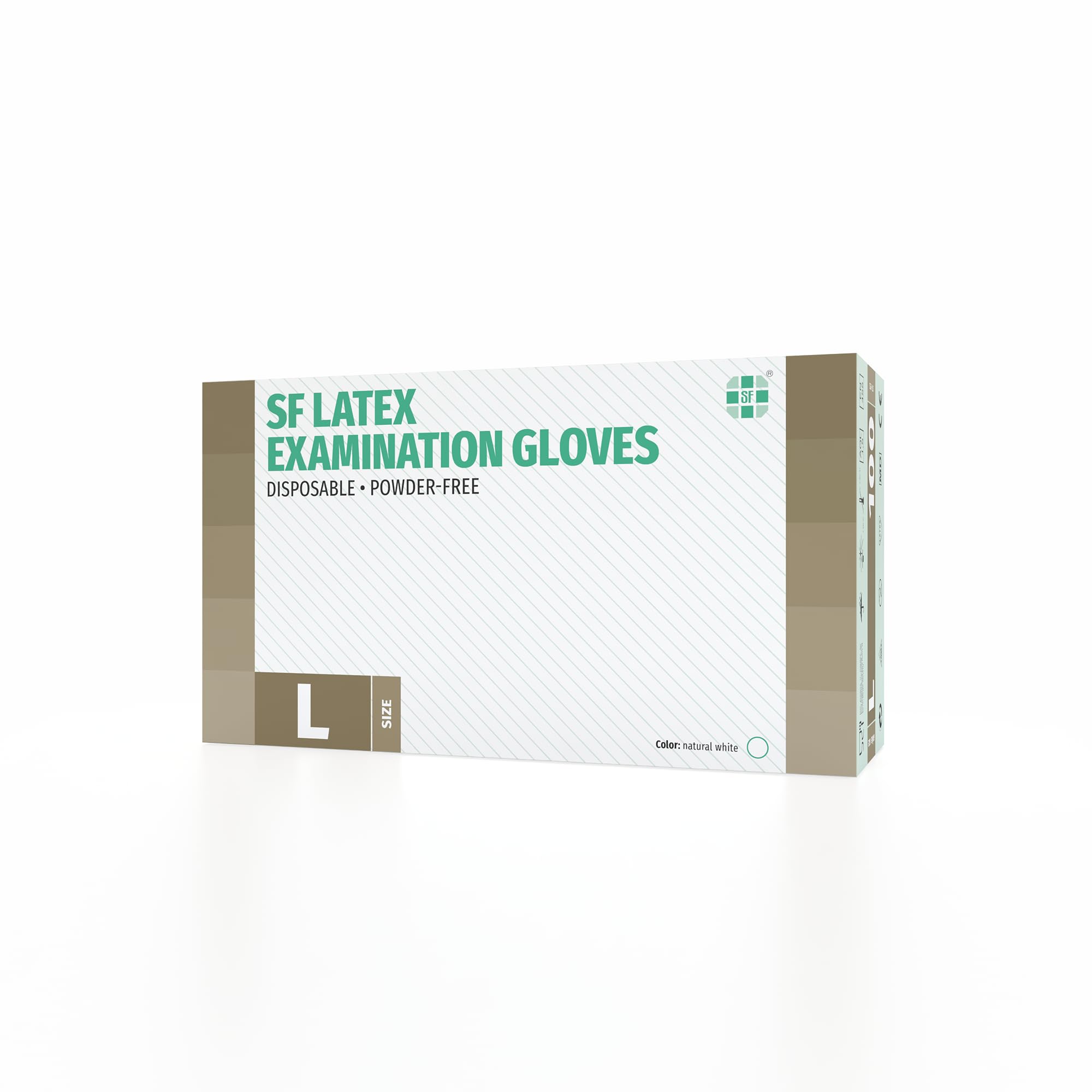 SF Guantes de látex desechables sin polvo – L, blancos, 1000 (10x100) unidades, elásticos y resistentes para medicina, limpieza y uso profesional