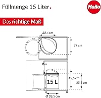 Vista 3 de Hailo Compact-Box M - Bote de basura de 4 galones, elevador de tapa, pequeño cubo de cocina, acero inoxidable