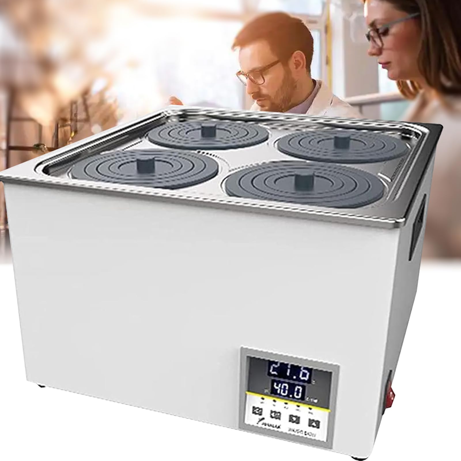 TYH Baño María Digital Científico para Laboratorio, Calentador Eléctrico para Baño María, Baño María Termostático con Pantalla Digital Y Tapa Protectora, Revestimiento De Acero Inoxidable