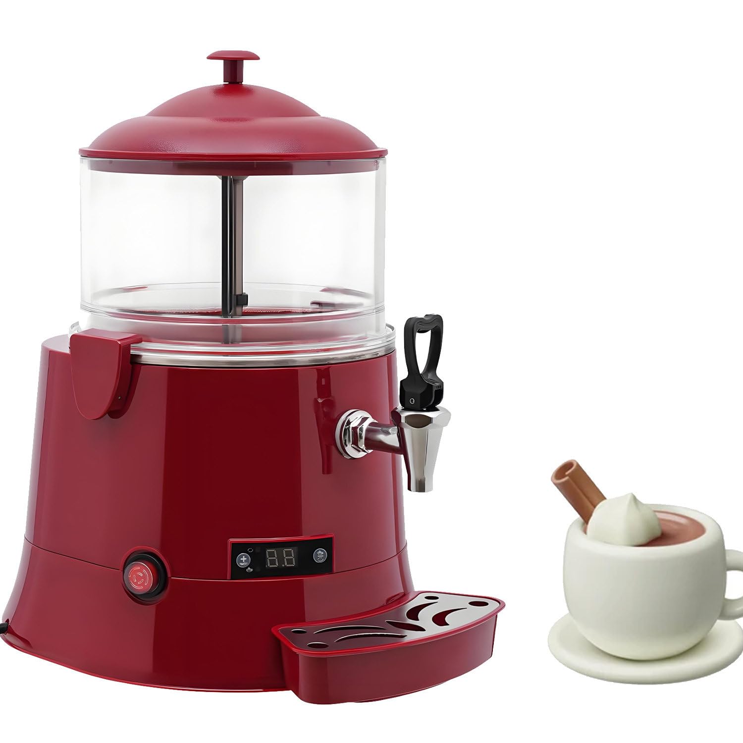 CelyToe 10L/5L Commercial Hot Cocoa Machine,Automatic stirring motor Red-5L