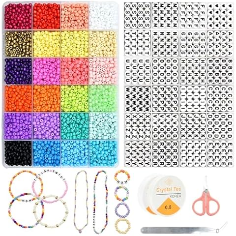 4mm Glass Seed Beads Bracelet Making Kit 24 Colors Small Beads Kit Bracelet Beads for DIY Bracelets Necklace Jewelry Making Supplies… Cover