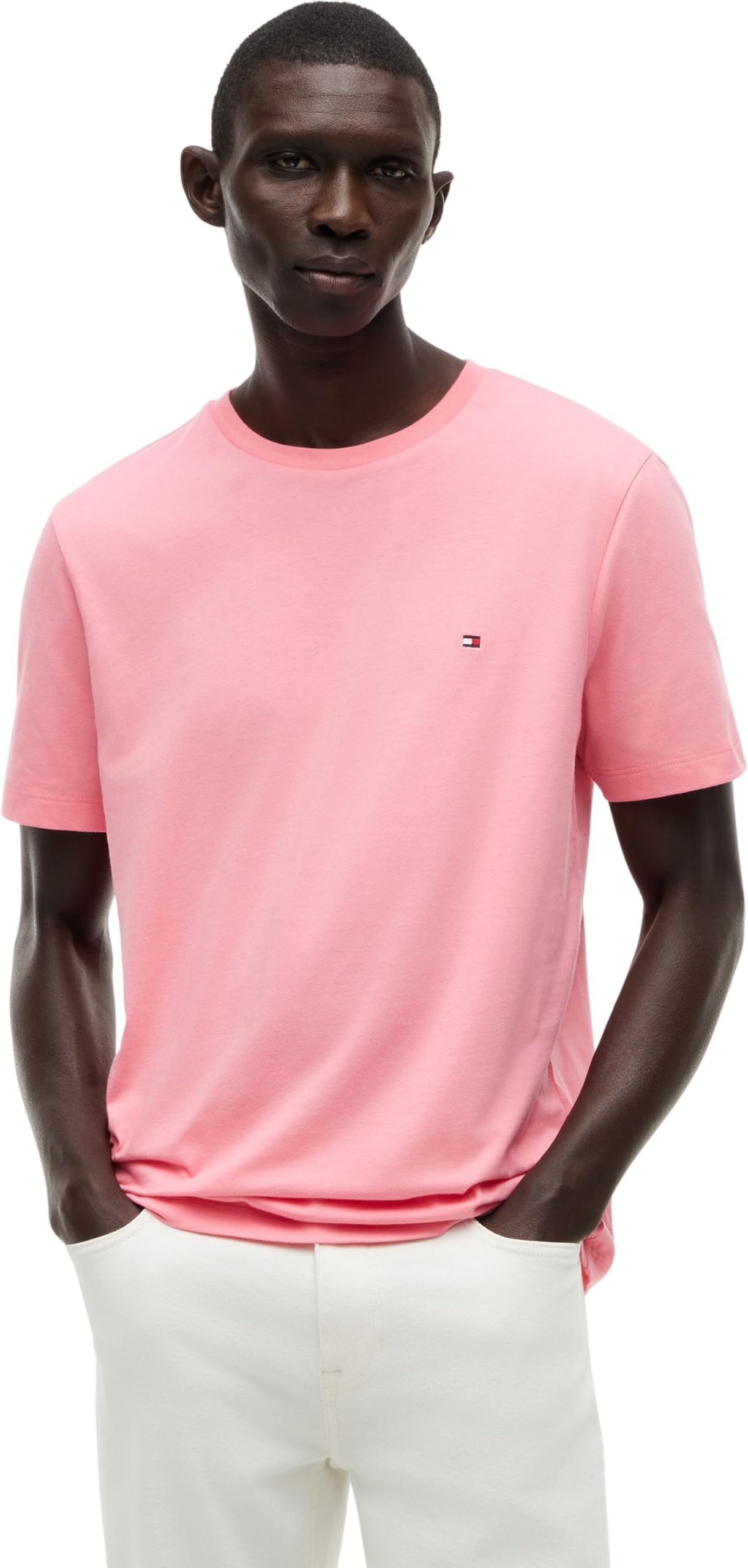 Tommy Hilfiger Men's Ess Seasonal Reg Fit Solid Tee Mw0Mw39995 S/S T-Shirt, Pink (Doll Pink), S