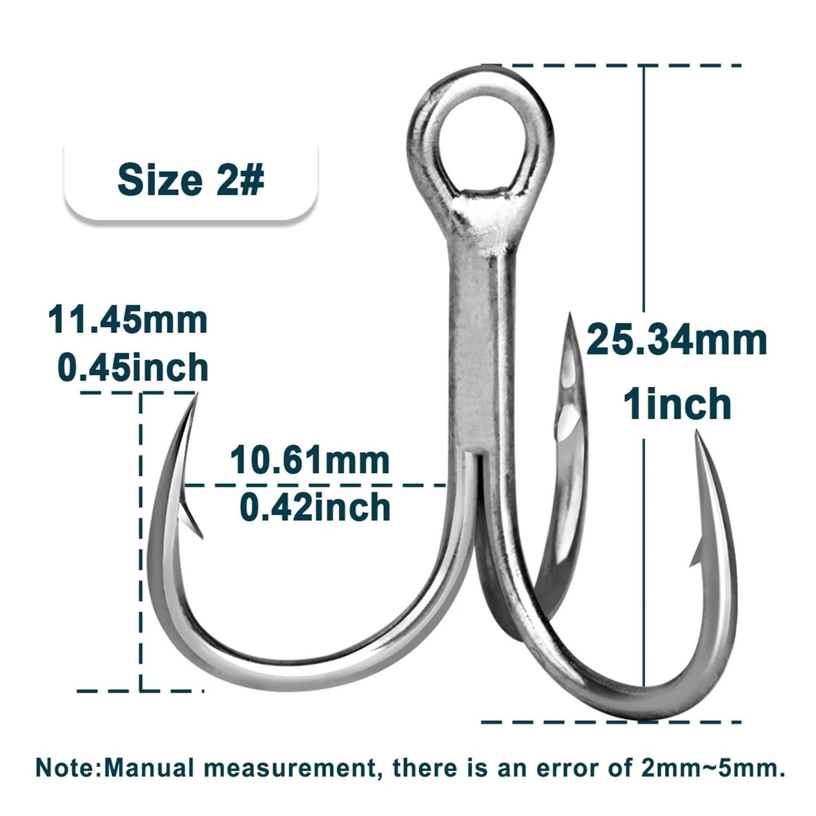 Hameçons de pêche triples, leurres durs de Remplacement, for pêche en Eau salée, Crankbaits, Spinners, Truite, Thon, Saumon, 25 à 100 pièces(Szie2 Gap-10.61mm,100 Pcs)