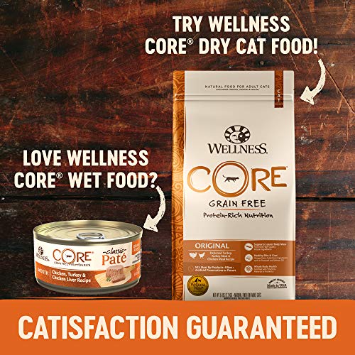 Wellness Core Grain-Free Wet Cat Food, Natural Canned Food For Cats, Made With Real Meat (Chicken, Turkey & Chicken Liver Pate, 5.5 Oz Cans, Pack Of 24) #TOP6