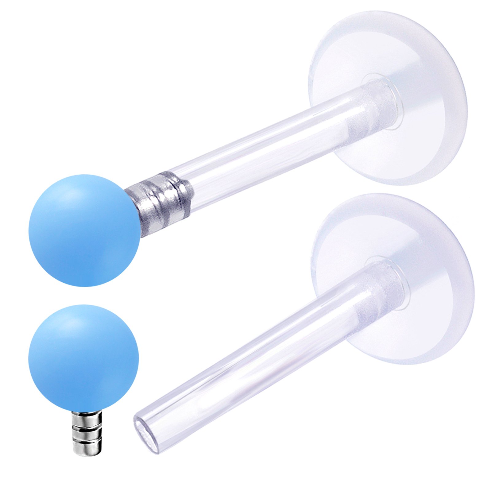 2Pcs Push In Bioflex Clear 16g 5/16 8mm labret studs Piercing Jewelry Spider Bite Cartilage 2.5mm acrylic ball More Choices