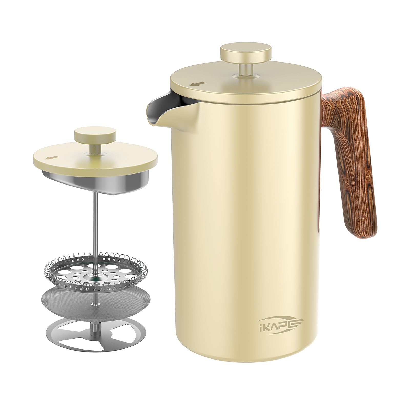 Ikape French Press Coffee Maker 34 Oz 304 Stainless Steel