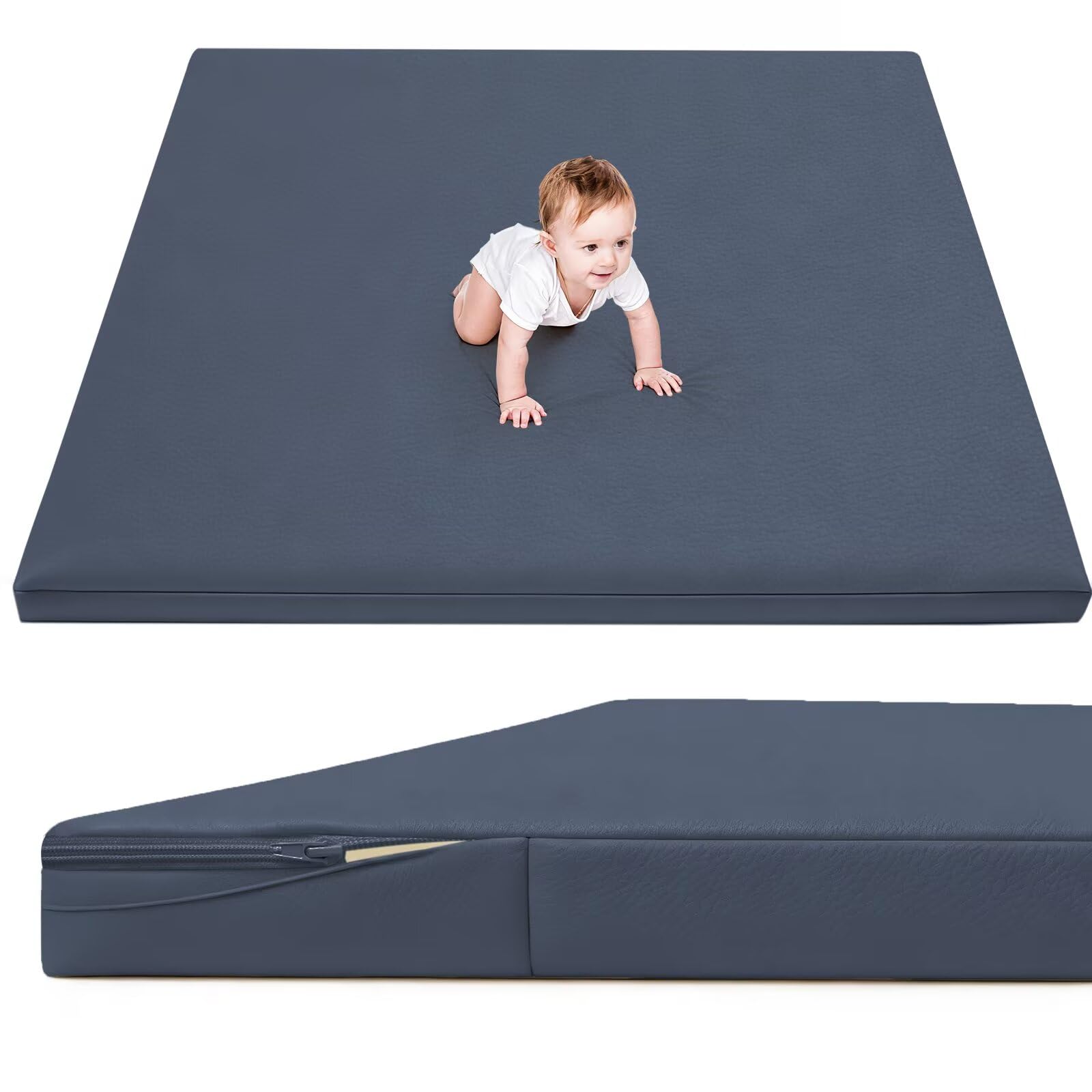 ILPEOD Waterproof Baby Play Mat for Floor 1.3" Thick Memory Foam 50 * 50 Cushion Playpen Playmat Tummy Time Crawling Mat Nursery Rug Pad Mattress