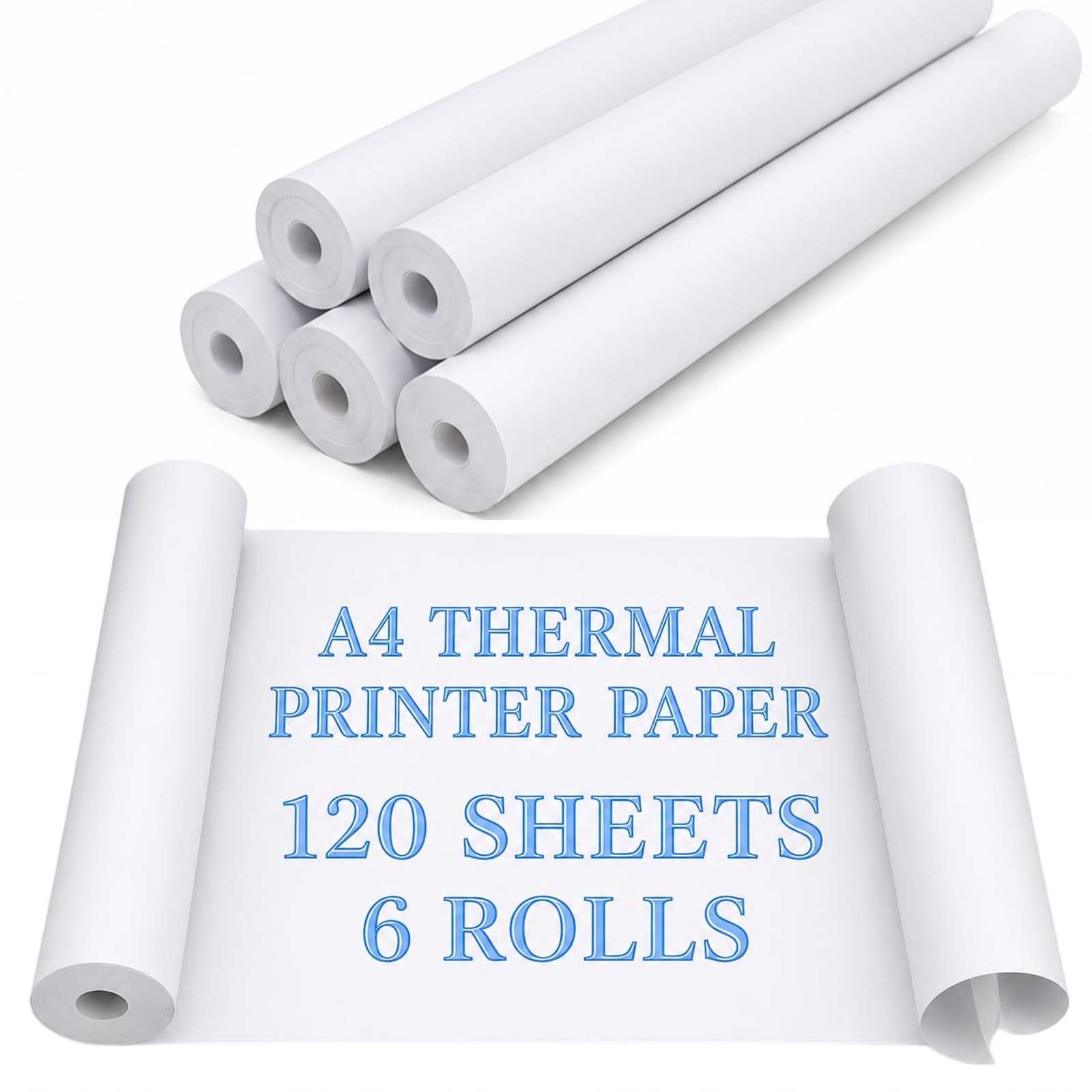 6 Rollos Papel Termico Impresora A4,21cm x 6.2m, Papel para Impresora Termica, Papel Térmico A4 Plegable, Papel Térmico para Impresora, Secado Rápido, para Fotos, Documentos y Facturas, 21 Hojas/Rollo