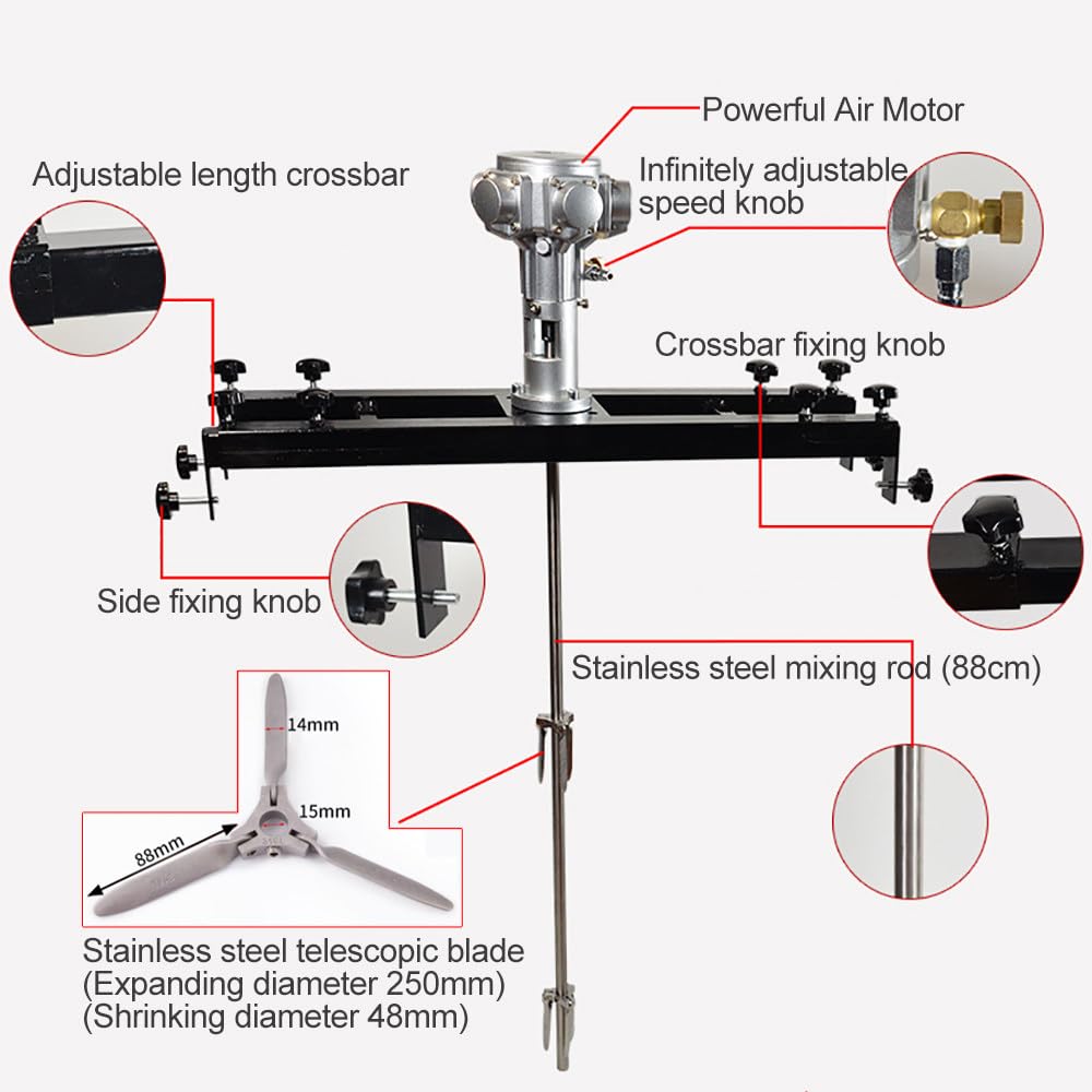 Mezclador industrial para tanques de 1000 L, máquina de agitación eficiente con hélice plegable para mezclar y disolver tinta, solución de alto rendimiento para recipientes grandes