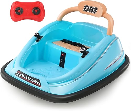 ELEMARA Auto parachoques para niños pequeños, auto eléctrico de 12 V con 2 modos de conducción, control remoto, cinturón de seguridad, luces LED y