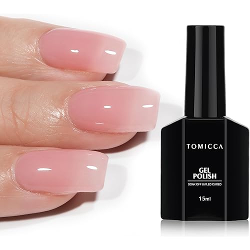 TOMICCA Jelly Pink Gel Nail Polish,15ml Clear Nude Pink Gel Polish,Soak Off Uv Led Cure Needed，Color Long Lasting Sheer Translucent Nail Art Manicure French Salon Diy Design Gifts For Woman