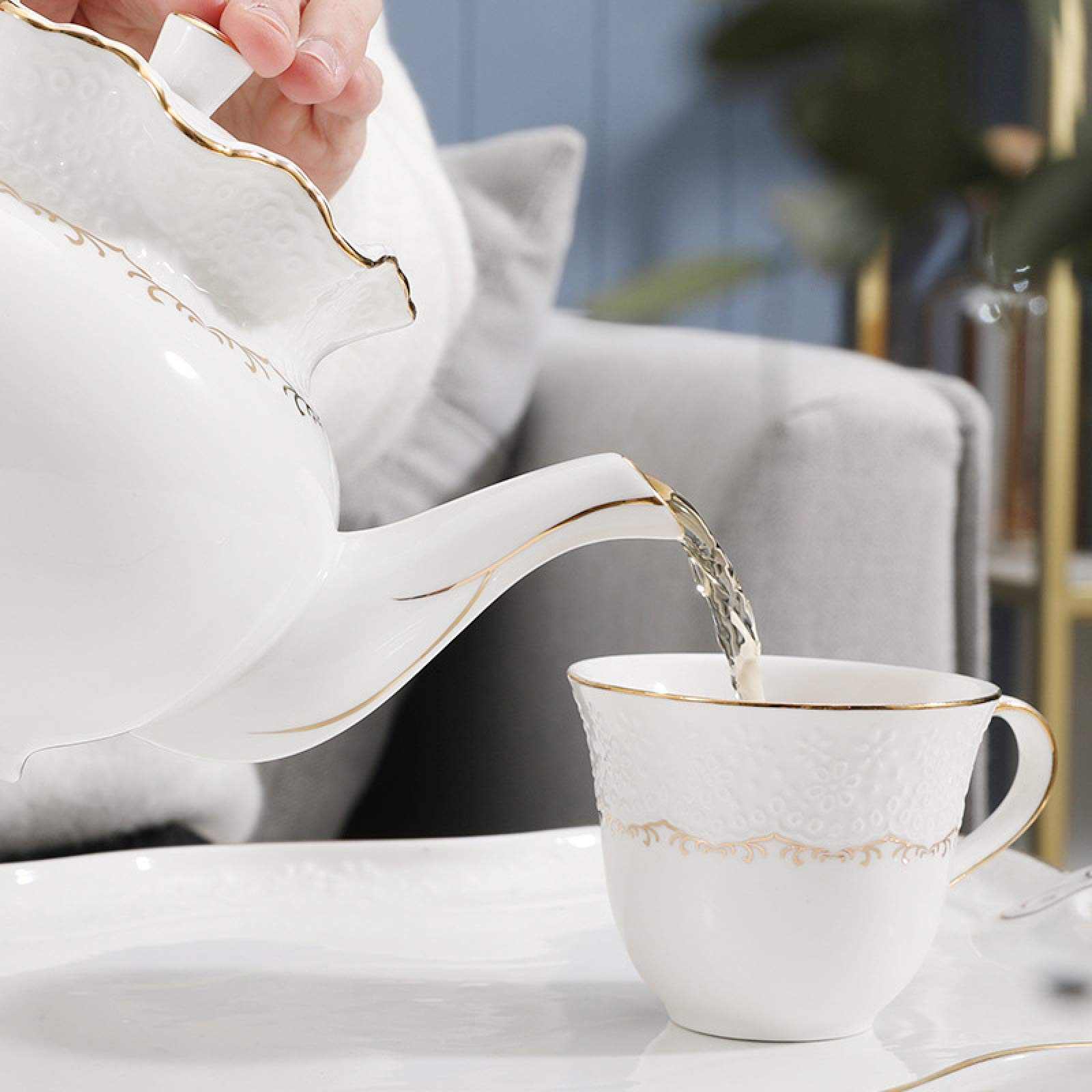 zestaw do herbaty, Porcelanowe ceramiczne zestawy do kawy i herbaty prezentowy zestaw z czajniczkiem brytyjski podwieczorku filiżanek serwis weselnej dla dorosłych