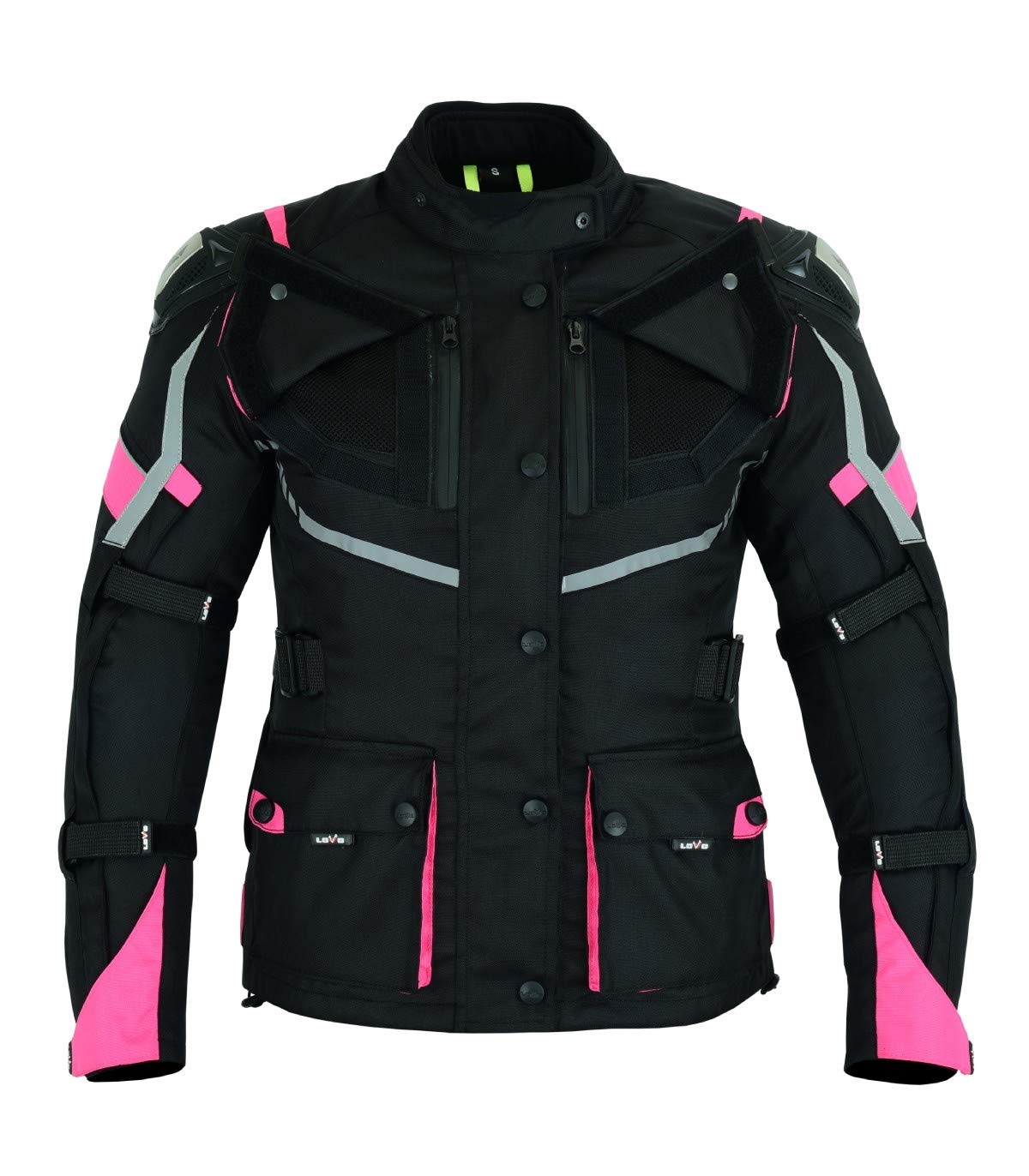 LOVO - Chaqueta Moto Tricapa 4 Estaciones Mujer - Chaqueta Moto Mujer Verano e Invierno con Protecciones - Longitud 3/4 Impermeable y Transpirable- Ideal para Ciudad, Carretera y Todas las Estaciones