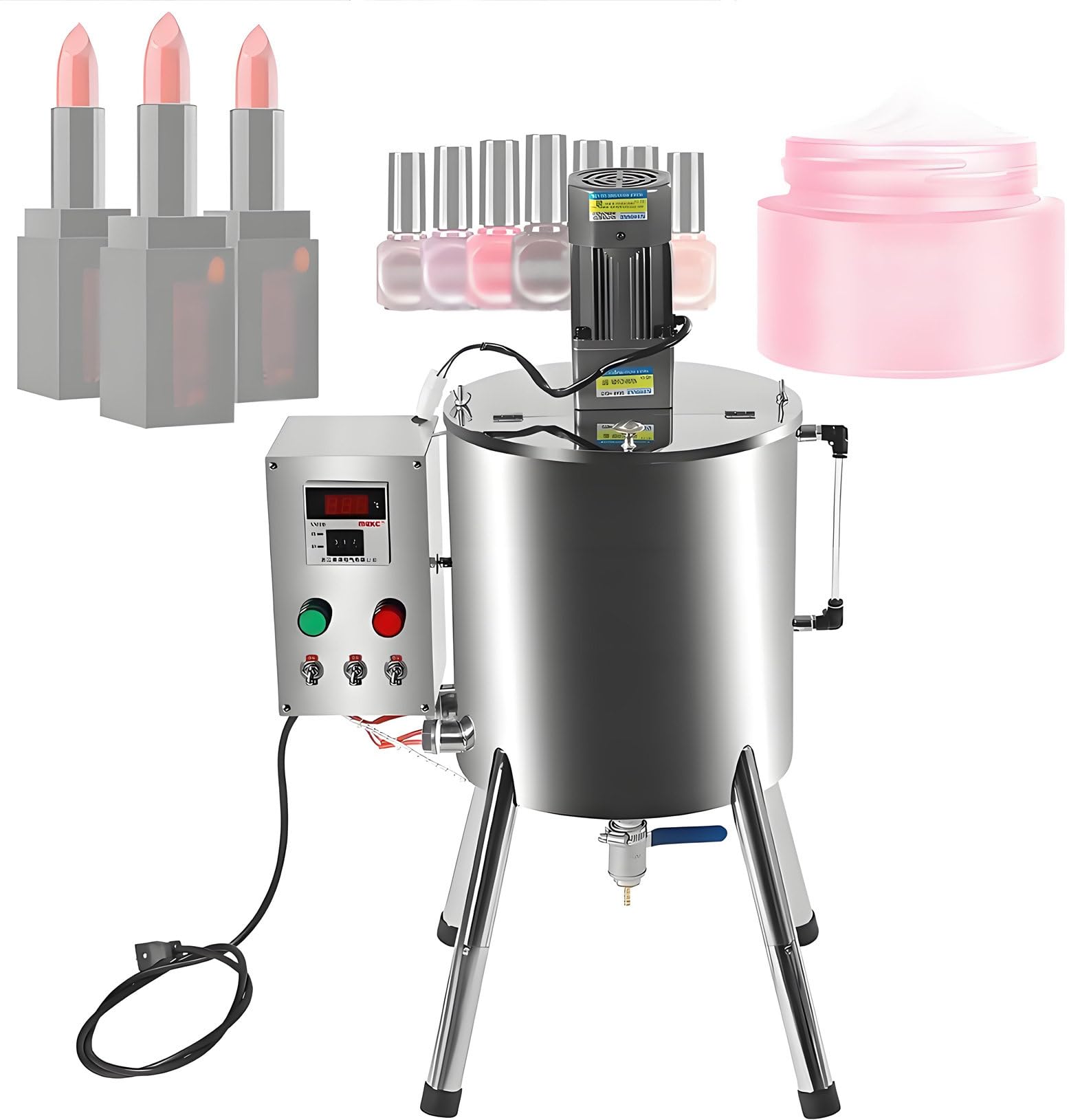 15L 30L Liquid Paste Filling Machine - 100-500G Electric Heating Mixer 90-300 C Adjustable Temp Ideal for Lipstick