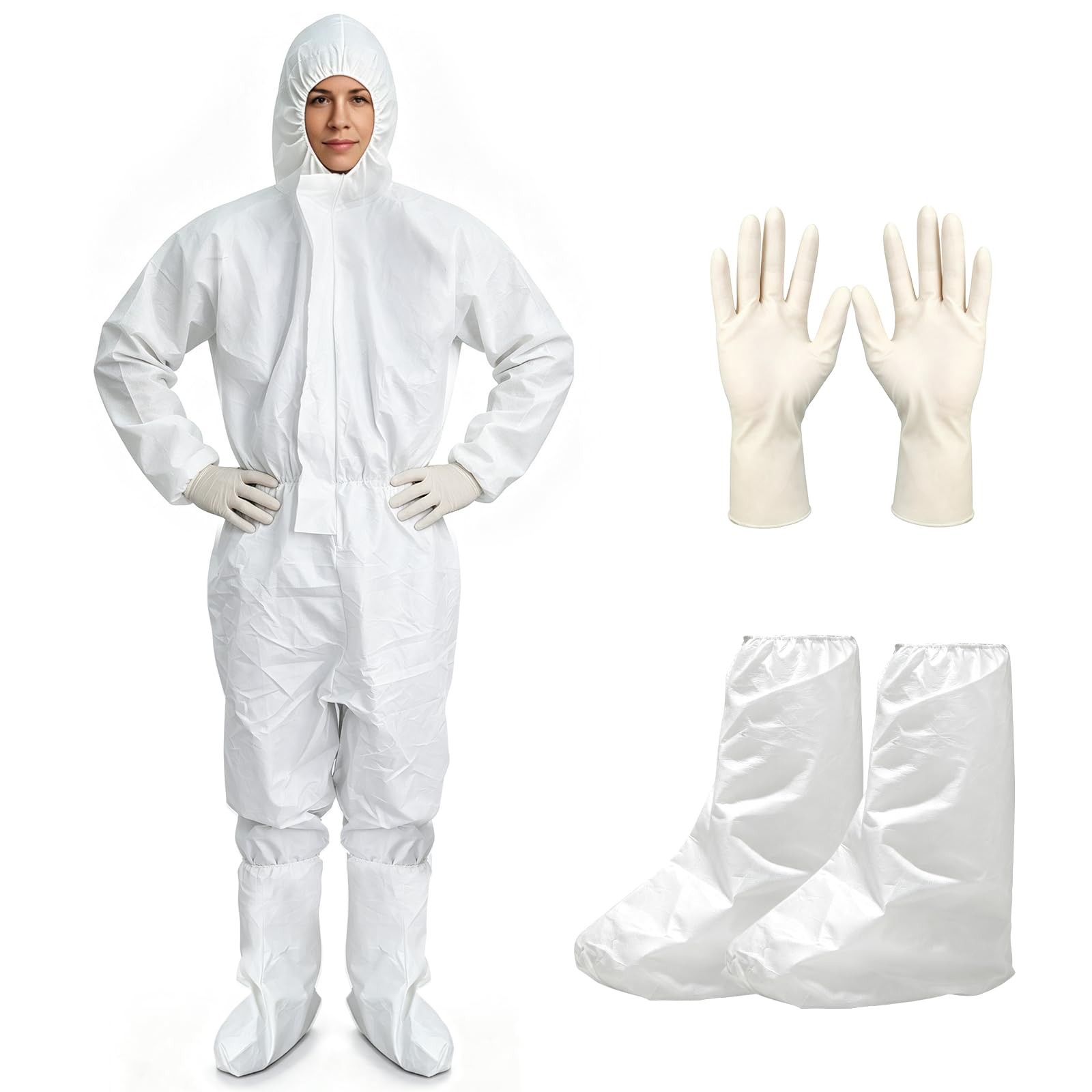 Disposable Hazmat Suit,with Hood &amp; Boot Covers