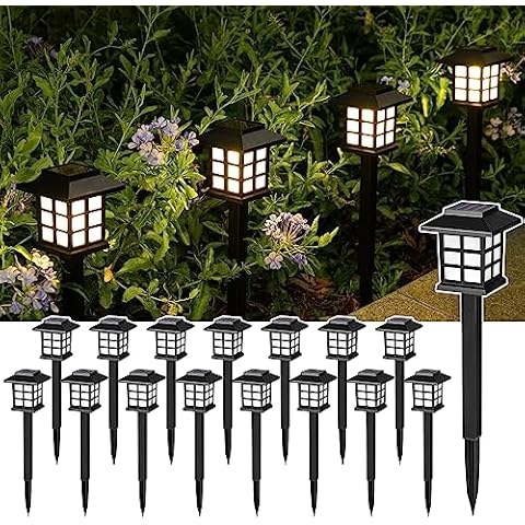 SOLPEX 16 Pack Solar Outdoor Lights, Solar Path Lights, Solar Walkway Lights Outdoor, Solar Garden Lights, Solar Pathway Lights Outdoor Waterproof for Garden, Yard, Landscape (Warm White) Cover